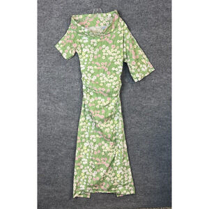 Bernadette Bowery Dress Womens Size 40 Green Floral Off Shoulder Preppy Casual